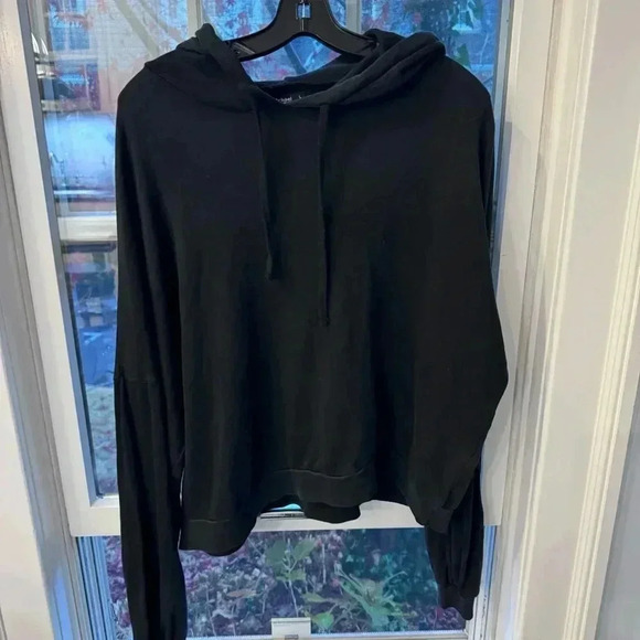 MICHAEL LAUREN WOMEN’S CROPPED HOODIE OMBRE BLACK SIZE L - Picture 8 of 8